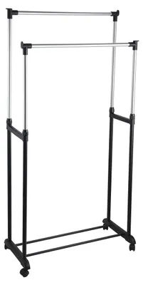 Obrázek produktu pro King Home s1407131, dvojitá věšák na oblečení s kolečky, rozměry 80 x 42 x 95/170H