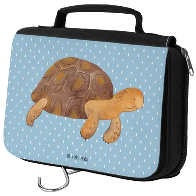 Produktbild von Mr. & Mrs. Panda Kulturbeutel Schildkröte Marschieren - Blau Pastell - Geschenk, Kosmetiktasche, Neustart, Schildkröten, kulturtäschchen, Inspiration, kosmetiktäschchen