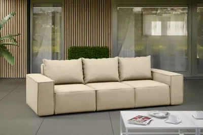 Zdjęcie produktu dla Sofa ogrodowa trzyosobowa SONNE na taras, tkanina Artykuł, Beżowy
