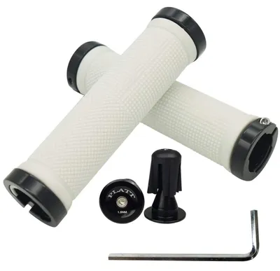 Obrázok produktu pre Rukoväte na riadidlá bicykla, gumové, protišmykové, s hliníkovými koncovkami, biele, priemer 22,2 mm