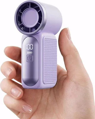 Immagine prodotto di Mini ventilatore portatile, 6 velocità, 16.900 giri/min, ricaricabile tramite USB, display a LED, ideale per i viaggi, le attività all'aperto e il trucco.