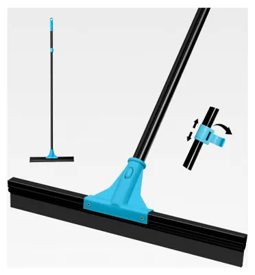 Produktbild von Wasserschieber Bodenabzieher mit teleskopischem Stiel 148 cm, Abzieher mit 44,5 cm Silikonlippe, Duschabzieher langer Stiel für Fliesen, Glas, Pool und Garage