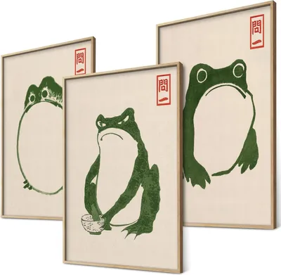 Image de Ensemble de 3 posters de style Ukiyo-e, format A4, pour décoration murale, idéal pour les chambres et les salons