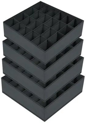 Productafbeelding van Opbergboxen, set van 4, met 24 vakken, donkergrijs, krezelvrij