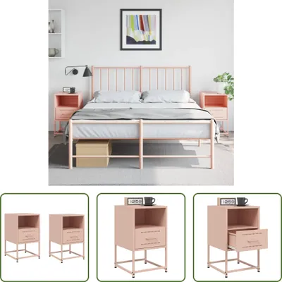 Produktbild von The Living Store Nachttische 2 Stk. Rosa 36x39x60,5 cm Stahl