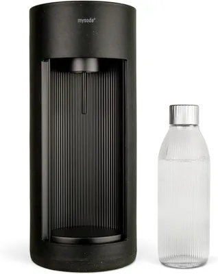 Productafbeelding van Glassy bruiswatermaker van houtcomposiet met 1 liter glazen fles (CO2 - Cilinder niet inbegrepen) - Zwart