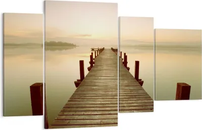 Produktbild von Bild auf Leinwand - Leinwandbild - Brücke See - 120x70cm - Wand Bild - Wanddeko - Wandbilder - Leinwanddruck - Bilder - Kunstdruck - Wanddekoration - Leinwand bilder - Wandkunst - DL120x70-3625