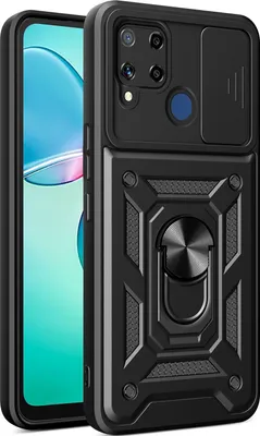 Produktbild von Hülle für Realme C25 / C15 Magnetische Ring Ständer Halter Dia Kameraschutz TPU Bumper Silikon Schutzhülle Schwarz