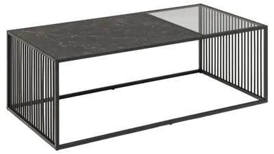 Produktbild von Couchtisch aus Marmor und Glas, Drahtgestell, 120x60cm