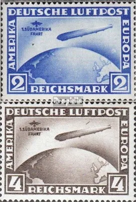 Produktbild von Briefmarken Deutsches Reich 1930 Mi 438X-439X (kompl.Ausg.) mit Falz Flugpost Graf Zeppelin 1. Südamerikafahrt