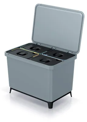 Recycling-Sortiersystem 4x10 l, grau, Kunststoff, abnehmbar