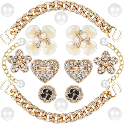 Productafbeelding van 20 Stuks Bling Schoenbedels voor Vrouwen - Gouden Kettingen en Strass Steentjes voor Klompschoenen