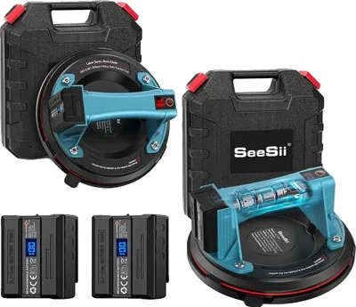 Image de Ventouse électrique à vide, capacité de charge de 600 lb, batterie rechargeable, 4 piles 2 chargeurs, 2000 kg