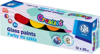 Obrázek produktu pro Farby Astra Creativo do szkła i ceramiki - 12 kolorów po 20ml