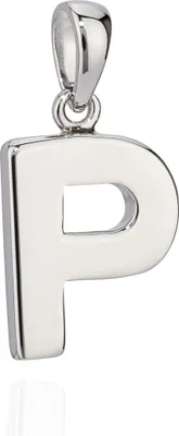 Produktbild von 12x10mm Kettenanhänger Buchstabe P Silber 925 anlaufgeschützt glanz Alphabet