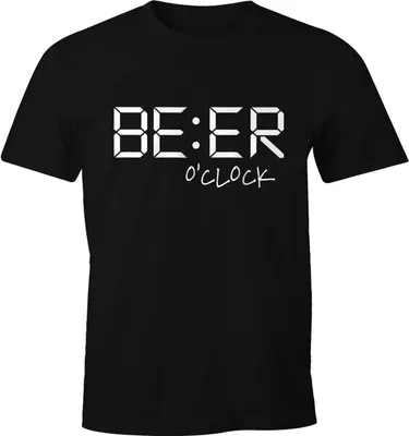 Produktbild von Herren T-Shirt Bier-Spruch Beer o Clock Fun-Shirt Partyshirt Spruch lustig Moonworks® schwarz M