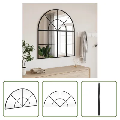 Obrázek produktu pro The Living Store Nástěnné zrcadlo černé 80x40 cm Zakřivené železo