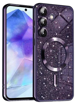 Obrázok produktu pre Techsuit Luxury Glitter MagSafe puzdro pre Samsung Galaxy A55 5G – tmavofialové