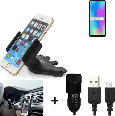 Produktbild von TOP SET K-S-Trade Autohalterung kompatibel mit HiSense E50 CD Schlitz Halterung KFZ-Halter Radio Handy Halterung 360° drehbar DVD-Schacht inkl. Micro