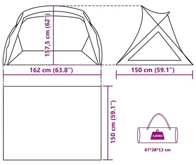Produktbild von vidaXL Strandzelt 2 Personen Azurblau Wasserdicht