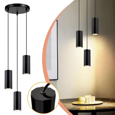 Produktbild von ZMH Pendelleuchte Schwarz Metall Rund 3 Flammig Hängelampe Pendellampe GU10 Modern Industrial Hängeleuchte für Wohnzimmer Esszimmer Küche Schlafzimmer