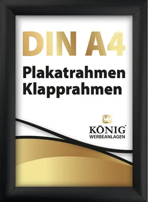 Produktbild von Dreifke® Plakatrahmen DIN A4 | 25mm Alu Profil, eckig | schwarz | Alu Klappra...