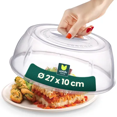 Produktbild von uandu Mikrowellen Abdeckung Ø 27 cm – Mikrowellenhaube hoch mit Griff, Spritzschutz für Lebensmittel, Mikrowellendeckel BPA Frei
