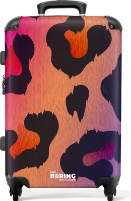 Produktbild von NoBoringSuitcases.com® Großer Koffer - Pantherdruck mit rosa, lila und orange - Kombinationsschloss TSA - Hartschalen Trolley 4 Rollen - 72 liter - Reisekoffer - 66 cmKoffer Mittelgroß 67x43x25 cm, 72L,