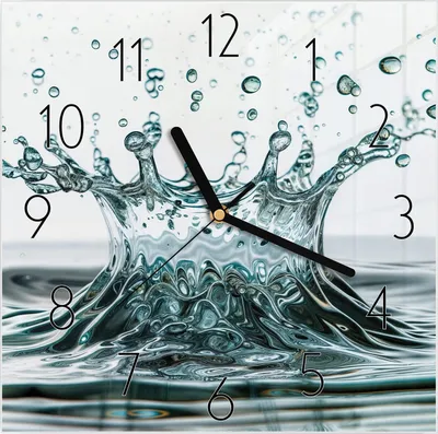 Produktbild von Wanduhr aus Glas mit Motiv Wassertropfen Splash- 30 x 30 cm - inkl. Aufhängesystem