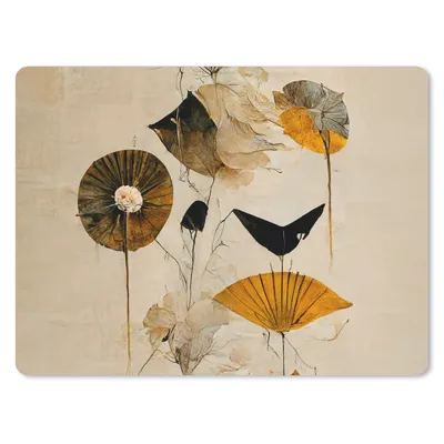 Produktbild von MuchoWow® Mauspad Mousepad Blumen - Vintage - Pflanzen - Gold 40x30 cm - Mousepads - Maus Mat - Pad - Mausunterlage - Anti Rutsch