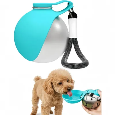 Produktbild von 304 Edelstahl Tragbare Hundetrinkflasche, Kompakt reise trinkflasche für kleine Hunde, BPA-frei, Auslaufsicher, für Outdoor Spaziergänge, Blau