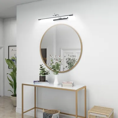 Productafbeelding van JOIEYOU 15W Spiegelverlichting, rechthoekige wandlamp met 180° draaibare lampkop, koelwit make-uplamp, 55 cm lange wandlamp, IP44 spiegelverlichting voor badkamerkast, make-uptafel, kelder, keuken (zilver, J03)