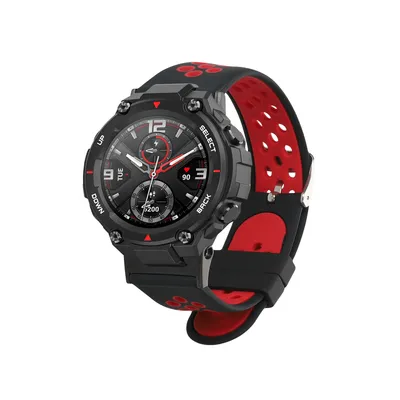 Produktbild von kwmobile Silikon Uhrenarmband für Huami Amazfit T-Rex / T-Rex Pro Armband - Ersatzarmband für Fitnesstracker - Wechselarmband Smartwatch - Schwarz Rot