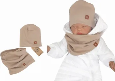 Productafbeelding van Z&Z Tweedelige ribbelsweater met muts en halswarmer, beige