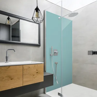Produktbild von Duschrückwand mit Motiv selbstklebend - 0.35 mm Wandpaneel wasserfest Design türkis Unifarben Badrückwand fugenlos  Smart matt 100x200 cm
