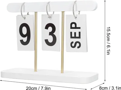 Produktbild von Wiederverwendbarer Schreibtisch-Flip-Kalender, großes Display, dekorativ, zum Stehen, für Wohnzimmer, Büro, Weiß