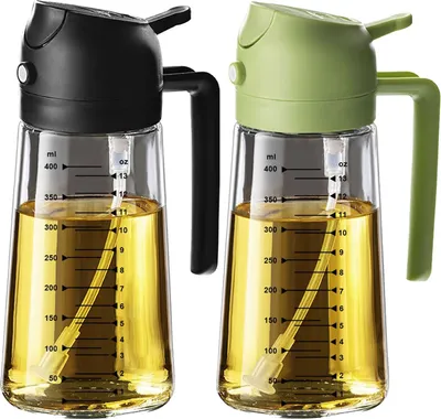 Produktbild von 16oz Ölsprüher für Speiseöl - 470ml Olivenöl Flasche - 2-in-1 Ölspender und Ölsprüher - Küchen Gadgets für Kochen, Salat und Grill Schwarz & Grün