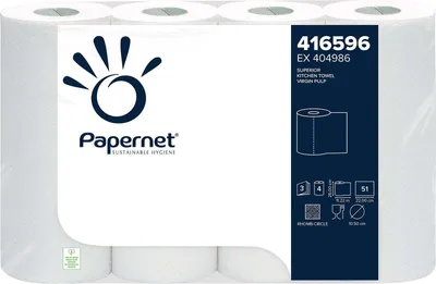 Immagine prodotto di Papernet Küchenrolle 416596 3lagig 51Blatt weiß 4 Rl./Pack.
