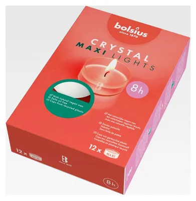 Produktbild von Maxi XL Teelichter Clear Cup Transparente Hülle Weiß Brenndauer 8 Stunden - 12 Stück im Karton mit pflanzlichem Wachs