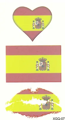Produktbild von Temporäres Tattoo Spanien Fan Fahnen Herz Kussmund Set Fußball Design Klebetattoo