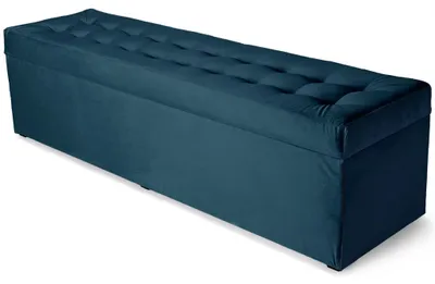 Obrázek produktu pro MG Design, tmavě modrý podnožový taburet, 45x160 cm - s úložným prostorem 190 litrů, nosnost až 300 kg, ihned k použití, snadno se udržuje, vhodný do obývacího pokoje i chodby