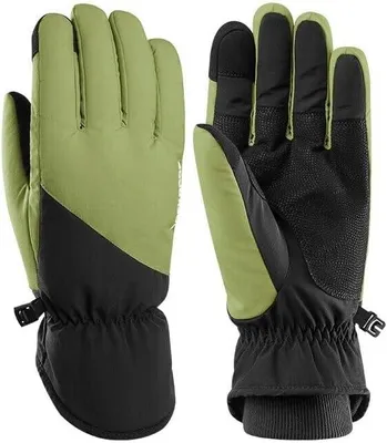 Image de Gants de ski ROCKBROS, unisex, chauds, coupe-vent, compatibles avec les écrans tactiles, thermiques, pour la course, le vélo, le VTT, le ski, le snowboard, la randonnée, couleur verte, taille L