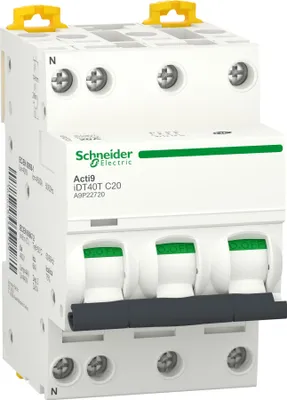 Image de Acti9 iDT40T - Disjoncteur modulaire - 3P+N - 20A - Courbe C - 4500A/6kA - SCHNEIDER ELECTRIC - A9P22720