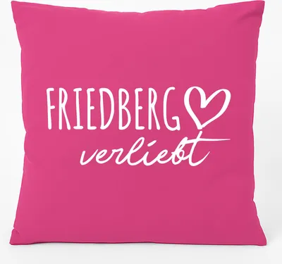 Produktbild von Huuraa Kissen Friedberg verliebt 40x40cm mit Füllung Fuchsia Baumwolle Dekokissen Geschenkidee