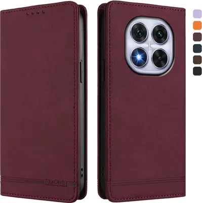 Obrázek produktu pro Pouzdro pro Xiaomi Poco X7/Redmi Note 14 Pro 5G/14 Pro+ 5G, retroPolyuretankožené flip pouzdro s stojánkem a přihrádkami na karty Červený