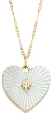 Produktbild von Fossil JF04430710 Damen Collier Medaillon Edelstahl Gold weiß 52 cm