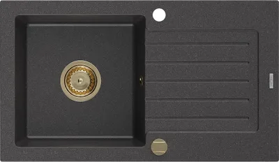 Immagine prodotto di Mexen Pablo lavello in granito 1-vasca con scolapiatti 752 x 436 mm, nero maculato, sifone dorato - 6510751010-76-G