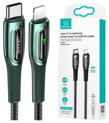 Zdjęcie produktu dla Kabel USAMS USB-C Lightning 1.2m 20W PD zielony