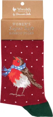 Produktbild von Wrendale Designs Damen Socken Rotkehlchen Season's Tweeting
