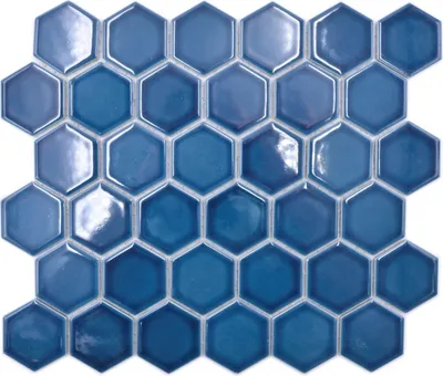 Produktbild von Keramik Mosaik Hexagon blaugrün glänzend Mosaikfliese Wand Fliesenspiegel Küche Bad MOS11H-0504_f